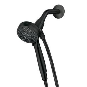lot 13151 image: Moen Engage Magnetix Matte Black 3.5-Inch Six-Function Detachable Handheld Showerhead with Magnetic Docking System, 26100BL