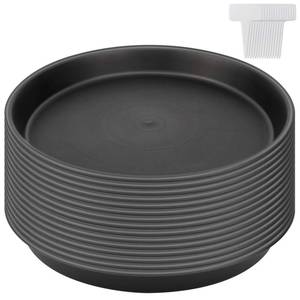 lot 13153 image: KEILEOHO 15 Pack 12 Inch Plant Saucer, Heavy Duty Round Plastic Plant Saucer with Plant Labels, Flower Plant Pot Tray, Planter Water Catcher Trays for Indoor Outdoor Use, Black