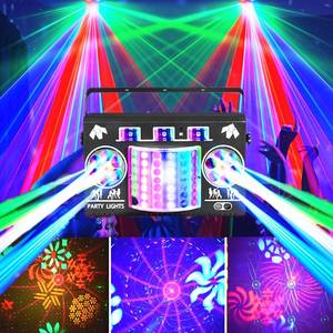 lot 13155 image: Party Lights DJ Disco Ball Light 5-in-1 Laser Strobe Projection Light DMX Control Sound Activation and Remote Control Live Performance Family Gathering, Club, bar, Karaoke, Birthday Holiday Carnival