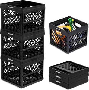 lot 13157 image: CleverMade Collapsible Milk Crate, Black, 3PK - 25L (6 Gal) Stackable Storage Bins, Holds 50lbs Per Bin - Clevercrates are Heavy Duty, Plastic Collapsible Storage Crate for Multi Purposes