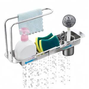 lot 13165 image: BRIUNN Stainless Steel Telescopic Over Sink Organizer Rack for Kitchen-Expandable Over The Sink Shelf, Adjustable Sponge Holder Organizer, Kitchen Sink Organizers Inside Sink for Sponge Rack