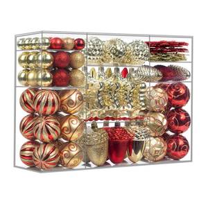 lot 13171 image: MERRYHEART 110Pcs Christmas Ball Ornaments Set, Assorted Red and Gold Christmas Ornaments for Xmas Tree, Shatterproof Plastic Baubles Hanging Decorations for HolidayPartyWedding