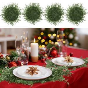lot 13172 image: Willinglong 12 Pack Christmas Pine Placemats Bulk 20 Inch Christmas Large Round Artificial Realistic Pine Branches Place Mats for Xmas Dining Table Party Decorations