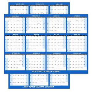 lot 14325 image: 2026 Wall Calendar Dry Erase -12 Month Wall Calendar, Annual Yearly Large Wall Planner Calendar, Reversible, HorizontalVertical��2-Sided Erasable Calendar with Round Stickers& Makers (Blue, 24 x 36)