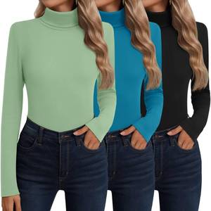 lot 14327 image: Neer 3 Pack Cotton Womens Turtleneck Long Sleeve Tops Thermal Underwear Base Layer Fall Winter Shirts Sweater(Mint Green, Sky Blue, Black,X-Large)