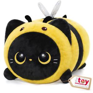 lot 14328 image: Mewaii Cute Black Cat Bee Plush Pillow, Kawaii Plushies Bee Stuffed Animal Toy, Kitten Plushies with Honeybee Outfit Costume, Soft Squishy Birthday Gifts for Kids & Girls (16 Inch)