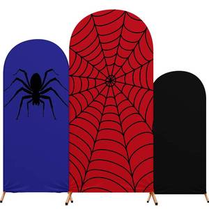 lot 14339 image: Tingjoo Spider Web Theme Arch Backdrop Cover 3 Set - 4ft 5ft 6ft Wedding Arch Covers Spandex Backdrop Stand for Wedding Birthday Banquet Ceremony Photography Party Decoration(Classic)