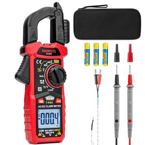 lot 14358 image: KAIWEETS Digital Clamp Meter Multimeter with D-Shaped Jaw for ACDC Current & Voltage, Auto-ranging 4000 Counts Voltage Tester with Flashlight Backlight, Measuring Temperature Continuity Diode NCV