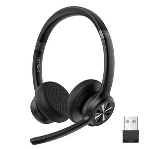 lot 14360 image: TECKNET Wireless Headset with USB Dongle, Bluetooth Headset with Noise Cancelling Mic - Rechargeable Bluetooth V5.2, 50H Playtime & Mic Mute, On Ear Headphones for TruckerRemote WorkCall Center