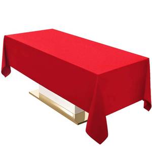 lot 14372 image: Surmente Red Christmas Tablecloth 60 x 102-inch Rectangular Polyester Table Cloth for Weddings, Banquets, or Restaurants