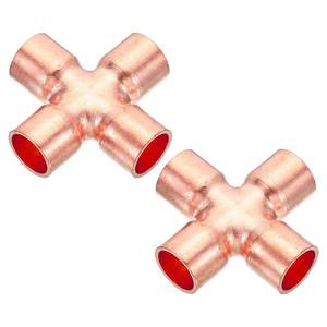 lot 14384 image: PATIKIL 12 Inch ID 15mm OD Copper Union Cross Pipe Fitting, 2 Pack 4 Way Welding Copper End Feed Equal Pipe Connector for Plumbing Air Conditioning Refrigeration Gas Water Oil