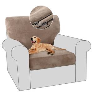 lot 14390 image: PrinceDeco Multi-Pieces Chair Covers Velvet Couch Cushion Covers Sofa Covers Washable Seat Cushion Covers Seats and Back Cushions Covers Pet Friendly Chair Covers for Living Room, Taupe