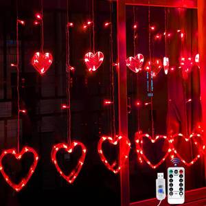 lot 14396 image: Valentine Lights, Red Heart Lights Indoor Outdoor, Valentines Day Window Lights, 126 Led 12 Heart Curtain Lights, Heart String Lights, Light Up Hearts for Window, Lighted Valentine Decorations