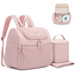 lot 14397 image: Qualyphant Breast Pump Bag for Spectra S1S2 & Medela �� Insulated Cooler Bag, 13 Laptop Sleeve, Diaper Backpack with Changing Pad �� Lightweight, Water-resistant & Stylish for Work, Travel, Pink