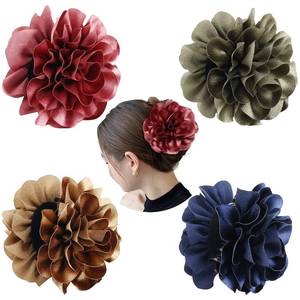 lot 14400 image: Cinaci 4 Pack Black Plastic Hair Claws Clips with Big Large Satin Rose Flower Bow Barrettes Clamps Bun Chignon Updo Holders Hair Accessories for Women Girls