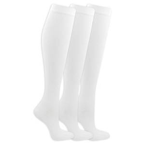 lot 14401 image: Dr. Scholls Women Travel Compression Knee High - 3 Pair Packs Energizing Comfort And Fatigue Relief Socks, White, 4-10 US