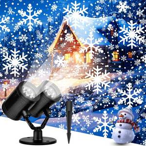 lot 14404 image: Christmas Snowflake Projector Lights Outdoor Waterproof 2025 Upgraded Double Head Dynamic Rotating Snowflake Projector for Indoor Xmas Holiday Party Gardens Wall Decoration