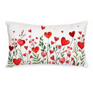lot 14405 image: AACORS Valentines Day Pillow Cover 12X20 Inch Red Heart Floral Decor Pillow Case Farmhouse for Home Sofa Couch Decoration AA770-12