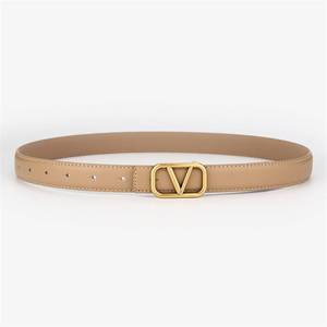 lot 14418 image: RLINEA Womens Casual Genuine Leather Belts for Jeans Dress Set Coat Pants, Fashion Waist Belts with V-Style Gold Buckle (Color  Camel, Size  26-36 Waist Adjustable)