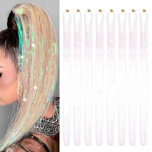 lot 14420 image: Hair Tinsel 8 Packs 1600 Strands 50 Inch Tinsel Hair Extensions White Heat Resistant Glitter Sparkling Shinny Fairy Hair Accessories for Women(White, 50Inch)