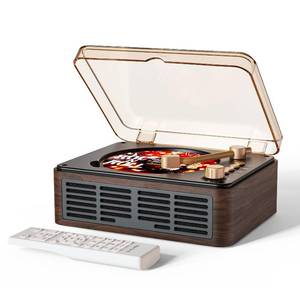 lot 14421 image: CARONSORT CD Player with Speakers Bluetooth Nostalgic Retro Portable CD Players for Home Wood Music Player FM Radio for HomeWired and Remote Control-Walnut Brown