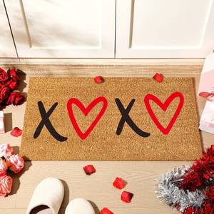 lot 14423 image: Ceenna Valentines Day Coir Doormat Outdoor Indoor XOXO Love Hearts Welcome Door Mat Valentines Day Rug Front Door Mat for Porch Decor Gifts, 16 x 28 Inch