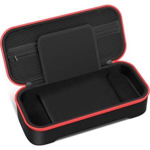 lot 14431 image: Gammeefy One-Piece Joypad Switch Controller Carrying Case, with 10 Games Cartridges Protective Hard Shell Travel Carrying Case Pouch for Console & Accessories��Classic red and black��