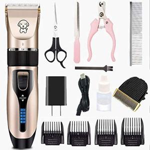lot 14433 image: Professional USB Dog Clippers Low Noise Rechargeable Pet Trimmers Cordless Pet Grooming Kit Electric Pet Hair Clippers Dog Shavers with LED Display Nail Kits Replacement Blade