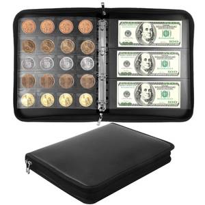 lot 14434 image: Coin Collection Book Album Holder for Collectors, 400 Pockets Fireproof Coin Collection Book & 36 Paper Money Organizer Binder for Coin Currency Collection Supplies,Bill,Pennies,Badges,Tokens