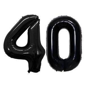 lot 14450 image: GOER Number 40 Balloons for 40th Birthday Party Decorations,42 Inch Jumbo Foil Helium Balloons for 40th Anniversary (Black)