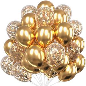 lot 14451 image: xfbbchh 30 Pcs Metallic Chrome Gold Balloons, 12 Inch, Pearl Gold, Light Gold, for Baby Shower, Birthday, Bridal Shower, Wedding Party Decoration