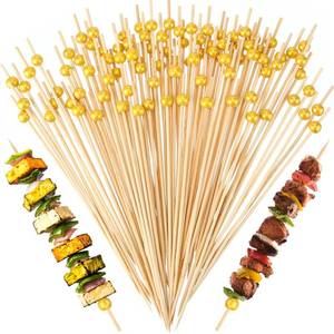 lot 14453 image: LOYIM 100 Pcs 8 Inch Long Cocktail Picks Fancy Toothpicks for Appetizer Bamboo Cocktail Sticks for Drink Dessert Fruit Barbecue Pearl Skewers for Party Decor Charcuterie Boards Accessories (Gold)