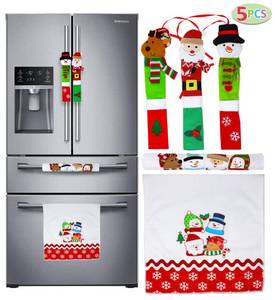 lot 14457 image: JOYIN 5 Pieces Christmas Kitchen Appliance Handle Covers for Kitchen Refrigerator Microwave Oven Dishwasher Decoration, Xmas Indoor D�cor, Party Favor Supplies.