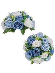 lot 14461 image: BLOSMON Flower Ball Centerpieces for Table 2 Pcs Fake Rose Centerpiece Flowers Dusty Blue Artificial Silk Floral Arrangement Center Piece Kissing Bouquet for Wedding Party Valentines Day Home Decor