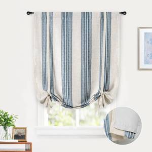 lot 14464 image: DriftAway Chris Double Layer Linen Blackout Tie Up Curtains Thermal Insulated Fully Lined Vertical Striped Balloon Roman Shade Bathroom Window Adjustable Rod Pocket 31 Inch by 47 Inch Jean Navy