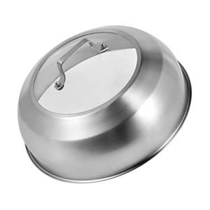 lot 15229 image: 12.75 Inch Stainless Steel Basting Cover, Melting Dome for Griddle Cooking, Round Steaming Cover Lid with Tempered Glass Top and Steam Holes, Dishwasher Safe (12.75)