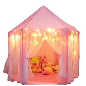 lot 15230 image: ORIAN Princess Castle Play Tent for Girls, LED Star Lights, Indoor & Outdoor Playhouse, Polyester, Pink, 55 x 53, Toddler & Kids Toys Ages 2��7