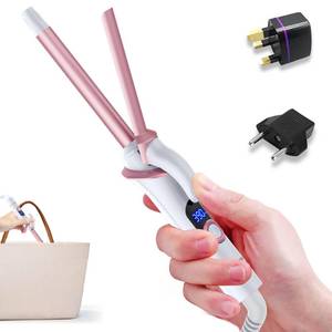 lot 16361 image: Mini Curling Iron for Short Hair Dual Voltage with European UK Plug Adapter 12 Inch Travel Size Small Barrel Curling Iron to Medium Bouncy Curls with 30S Fast Heating, 5 Temps for Global