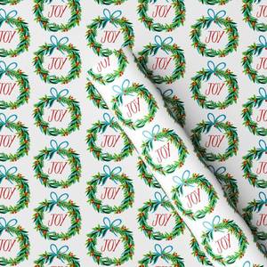 lot 16373 image: 50 sq ft Joy Wreath Christmas Gift Wrap White - Wondershop��