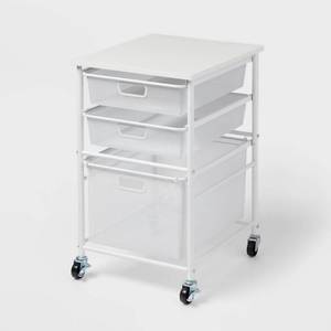 lot 19643 image: Steel File Utility Cart White - Brightroom�� Rolling Storage with Casters, Under Desk Organizer, Powder-Coated Steel