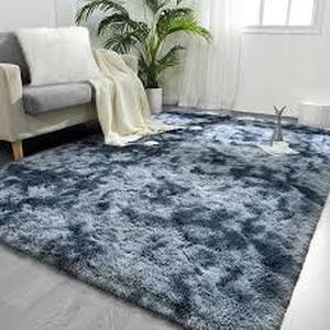 lot 3667 image: Soft Fuzzy Blue Area Rug Large