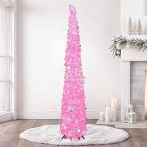 lot 8256 image: Pink Crystal Glass Cone Tree