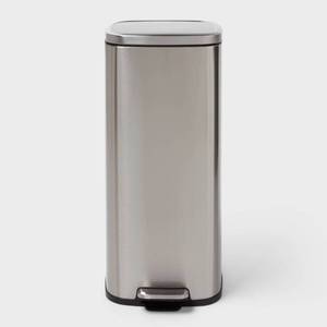 lot 3742 image: 30L Soft Square Step Trash Can Silver - Brightroom�� Has dents