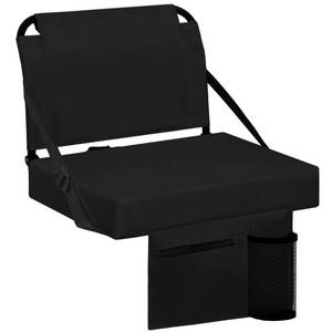 lot 3751 image: Besunbar Stadium Seats for Bleachers with Back Support Bleacher Seat Soft Cushion Light Weight Includes Shoulder Strap & Cup Holder, Front & Back Zipper Pocket, Suitable for Sports Events,Black
