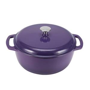 lot 3752 image: Amazon Basics Enameled Cast Iron Dutch Oven Pot with Lid, Round, Dual Handles, Heavy-Duty, Oven Safe for Stews, Roasting, Baking, 6-Quart, Purple