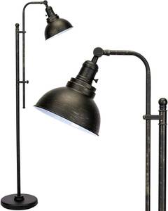 lot 3755 image: VONLUCE Floor Lamp for Living Room, 65 Tall Industrial Floor Lamp, Adjustable Height & Head Vintage Metal Standing Reading Pole Lamp for Bedroom, Office, Farmhouse