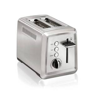 lot 3762 image: Hamilton Beach Modern 2 Slice Stainless Steel Toaster with Extra - Wide Slots 22794G 850W, Metal, Hand Wash, Silver Has been used