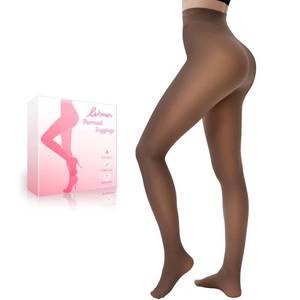 lot 4416 image: HONGTEYA Fleece Lined Tights Women Winter Thermal Leggings Pantyhose Fake Translucent Thick Warm Sheer Tights (US, Alpha, Small, Regular, Regular, Brown)