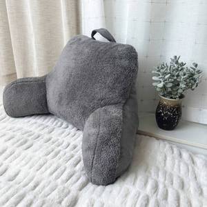 lot 5583 image: Faux Shearling Bed Rest Pillow Gray - Room Essentials�� Supportive Backrest for Dorm, Hypoallergenic Fill