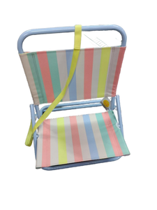 lot 5592 image: Sun Squad Low-Seat Beach Chair with Pastel Stripes